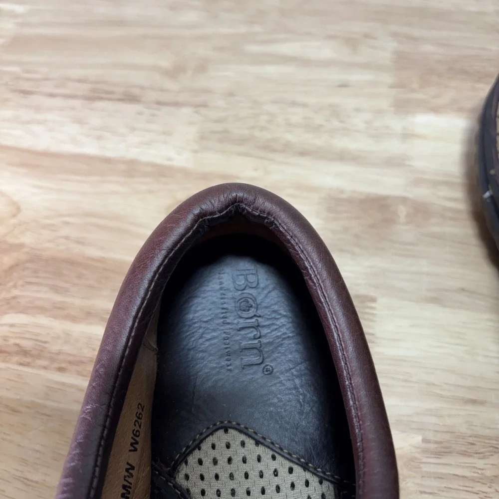 Born Mens Brown Leather Monk Strap Loafers Slip On Shoes M/W 8  W6262